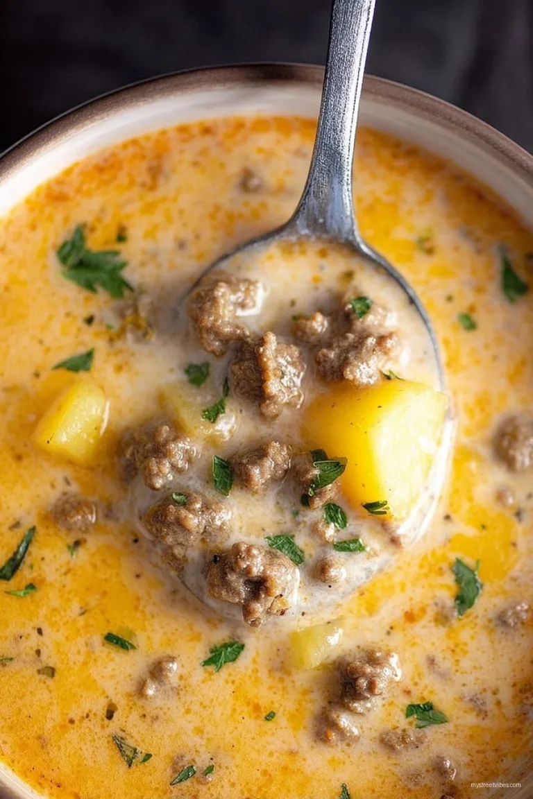 Cheesy Beef & Potato Soup