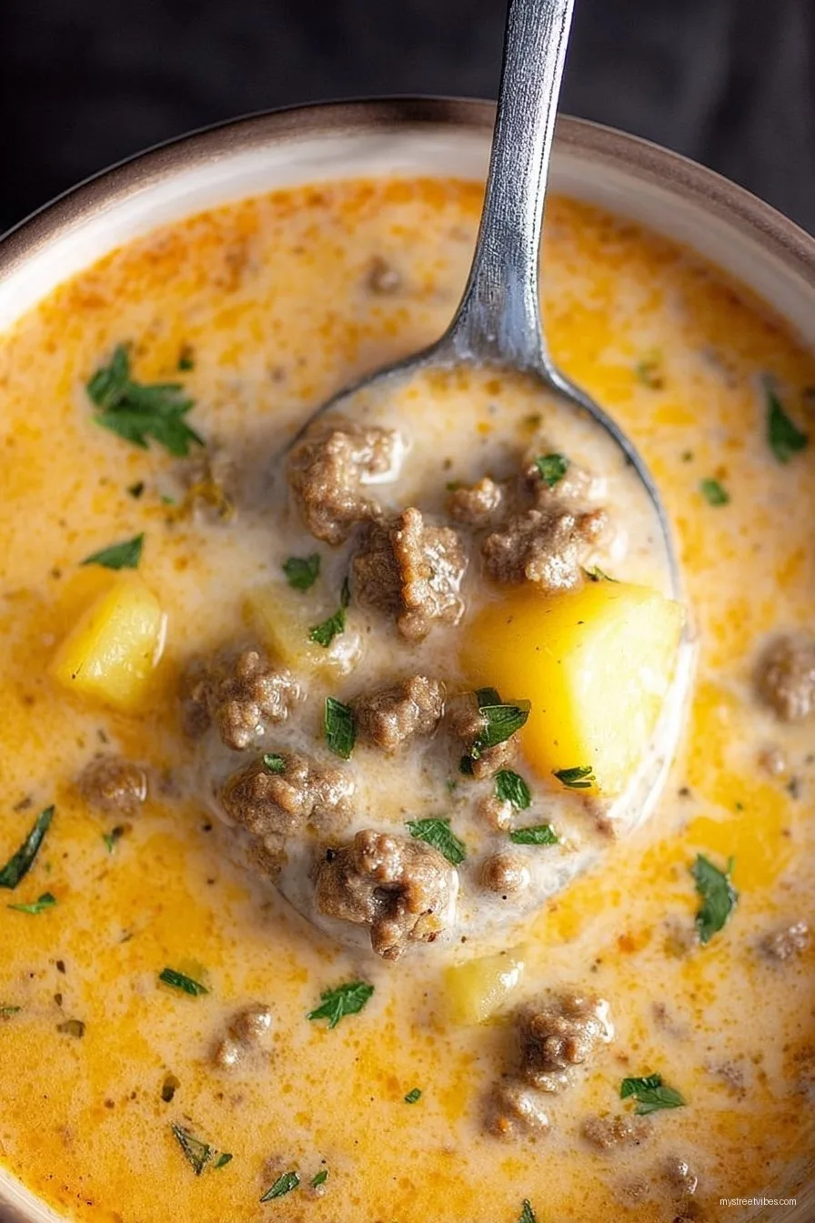 Cheesy Beef & Potato Soup