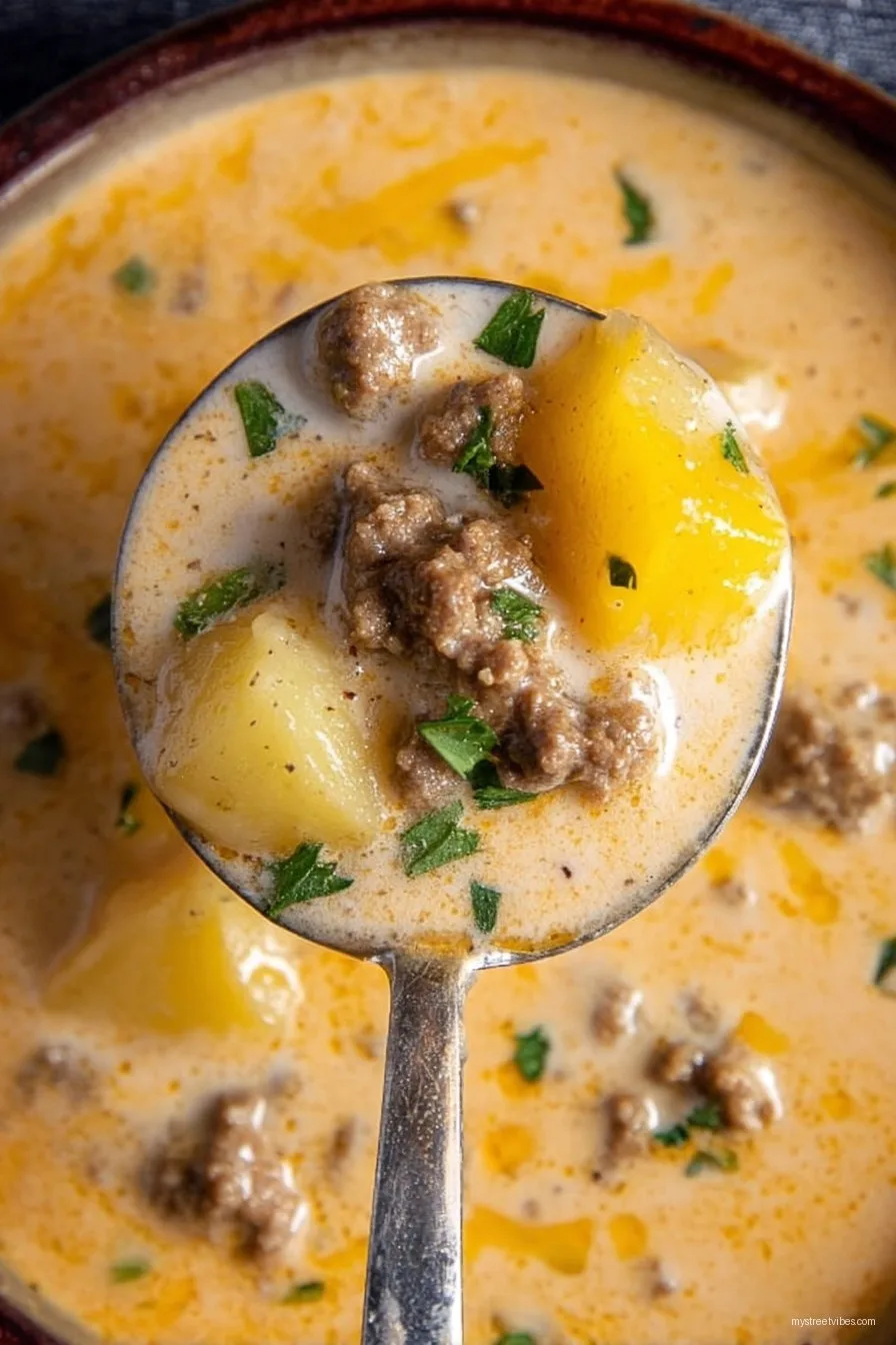Cheesy Beef & Potato Soup