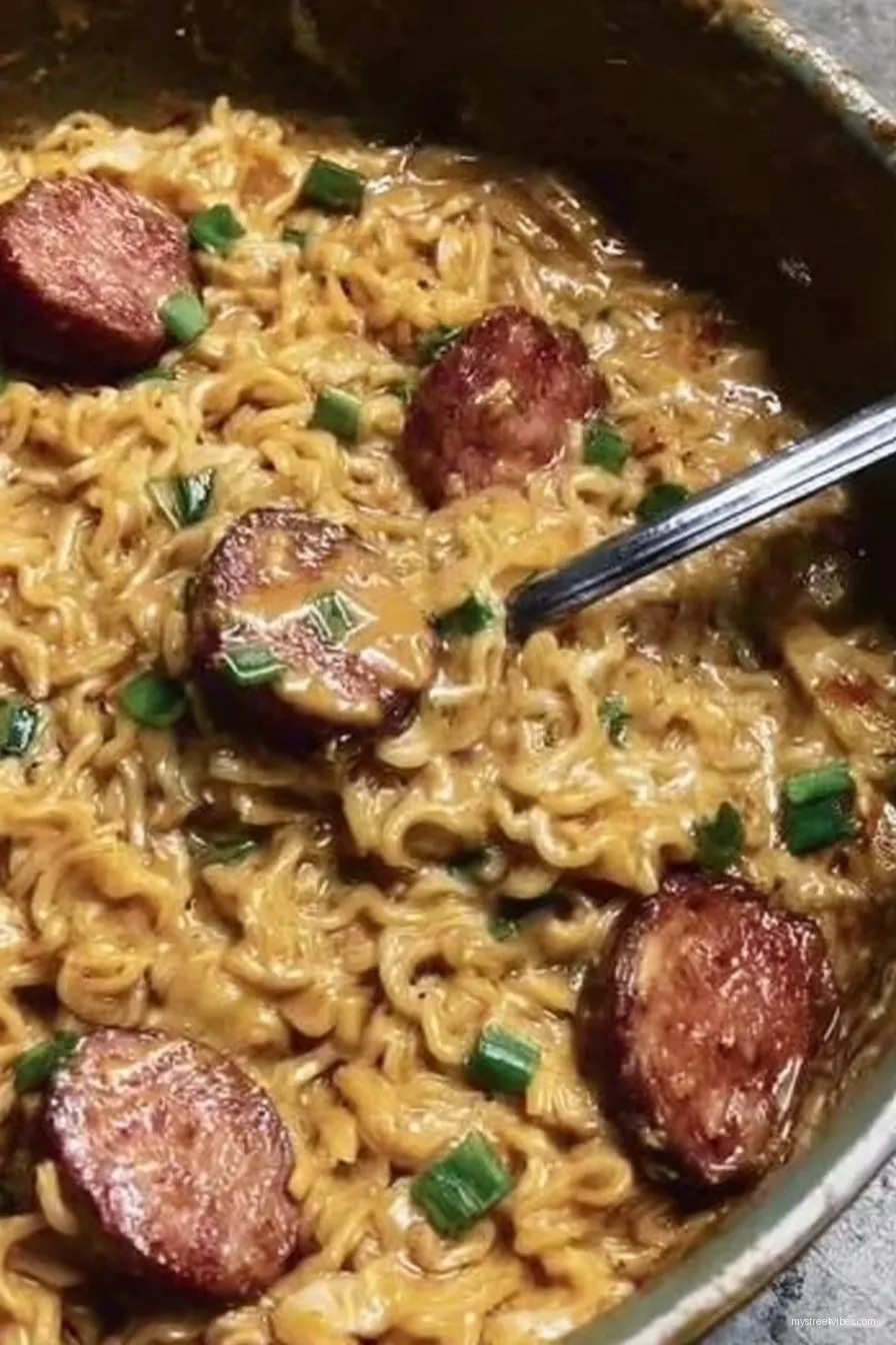 Creamy Spicy Ramen Noodles With Sausage