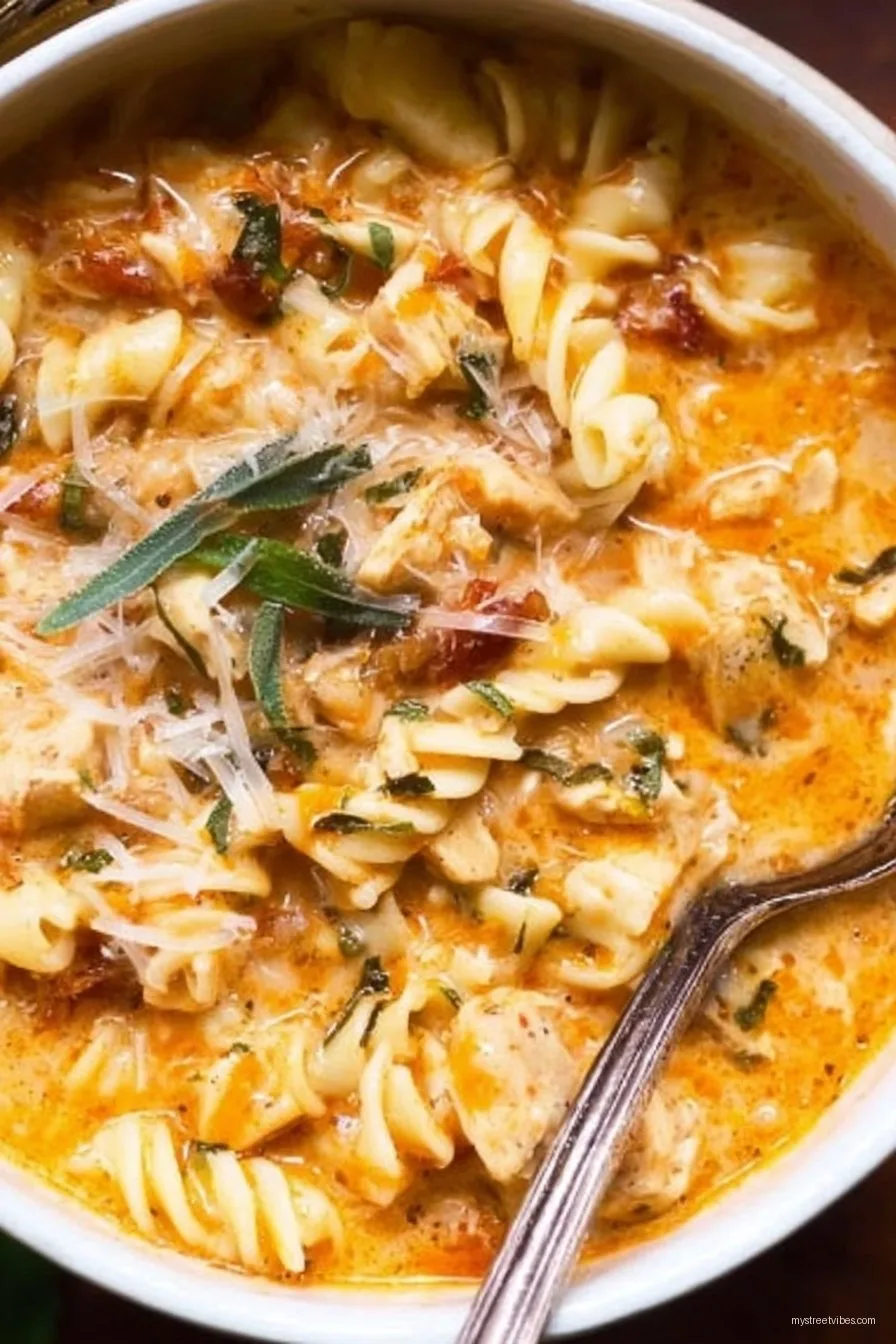 Creamy Tuscan Marry Me Chicken Soup with Noodles