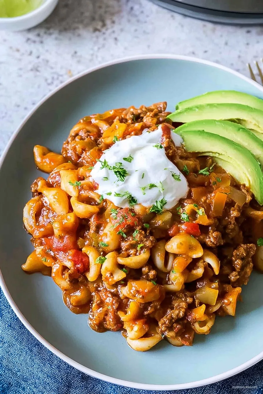 Easy Slow Cooker Taco Pasta
