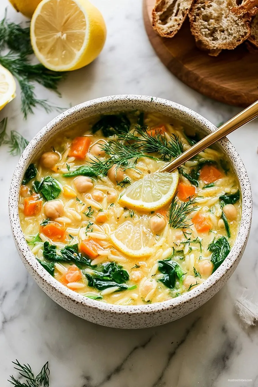 Lemon Chickpea Orzo Soup