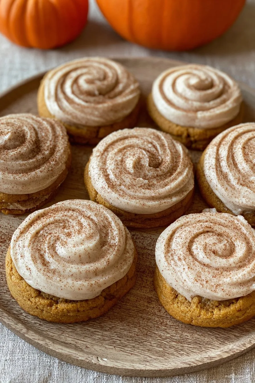 Soft Pumpkin Cookies with Cinnamon Frosting