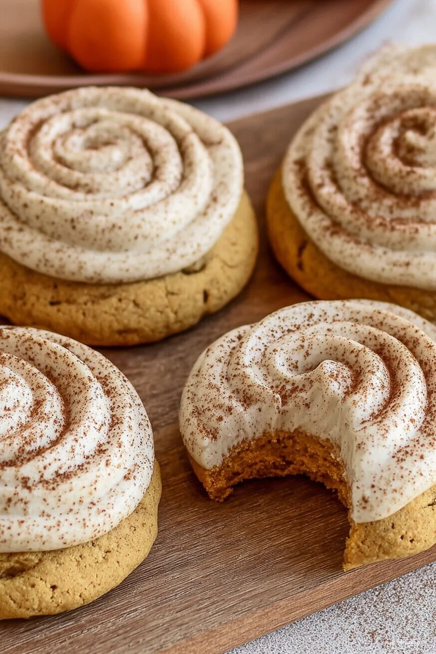 Soft Pumpkin Cookies with Cinnamon Frosting