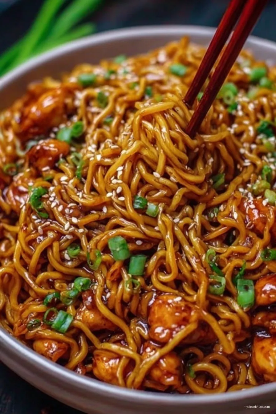 Sticky Garlic Chicken Noodles