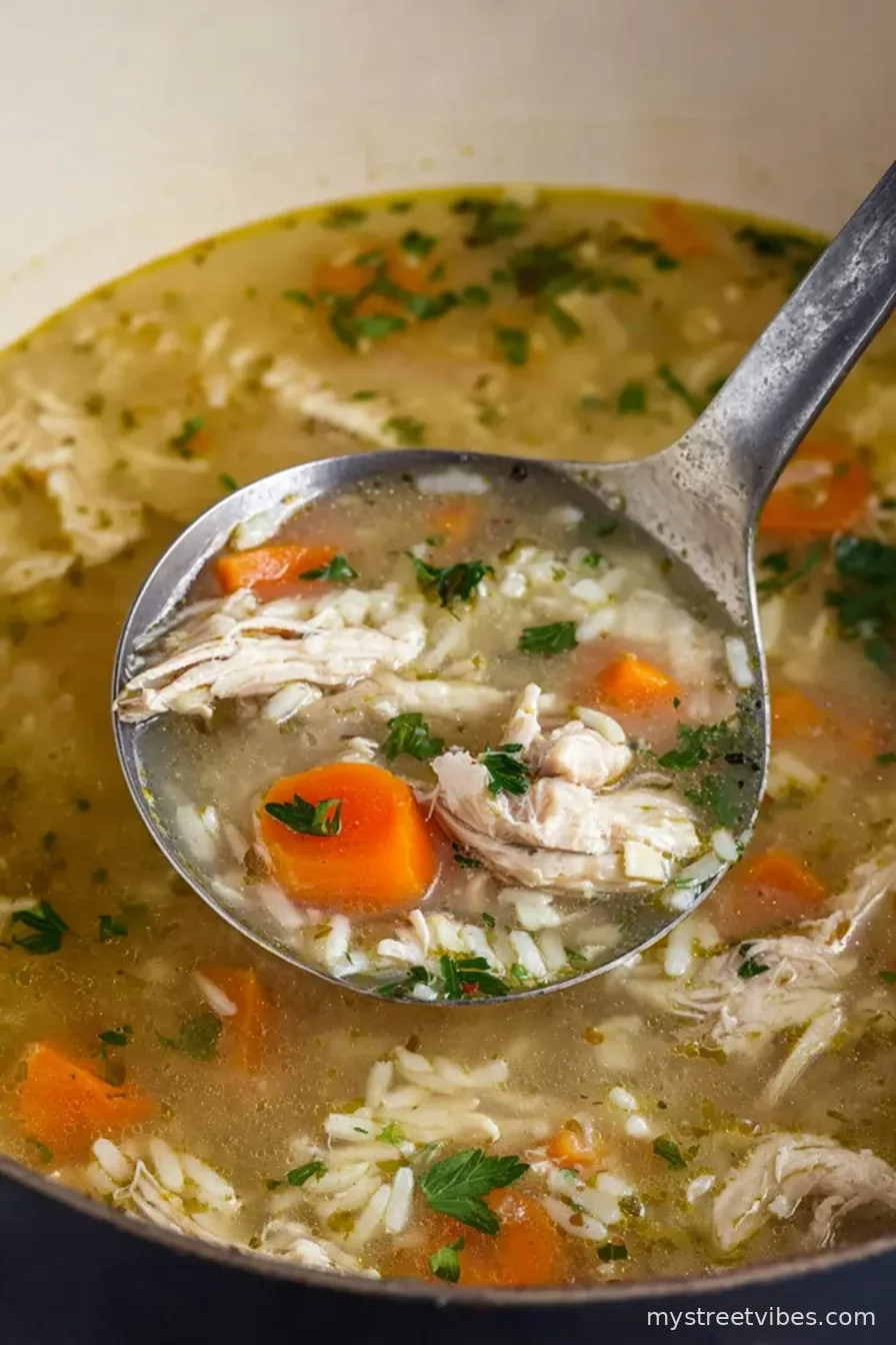 Comforting, Homemade Chicken And Rice Soup