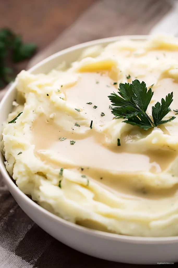 Garlic Parmesan Mashed Potatoes and Gravy