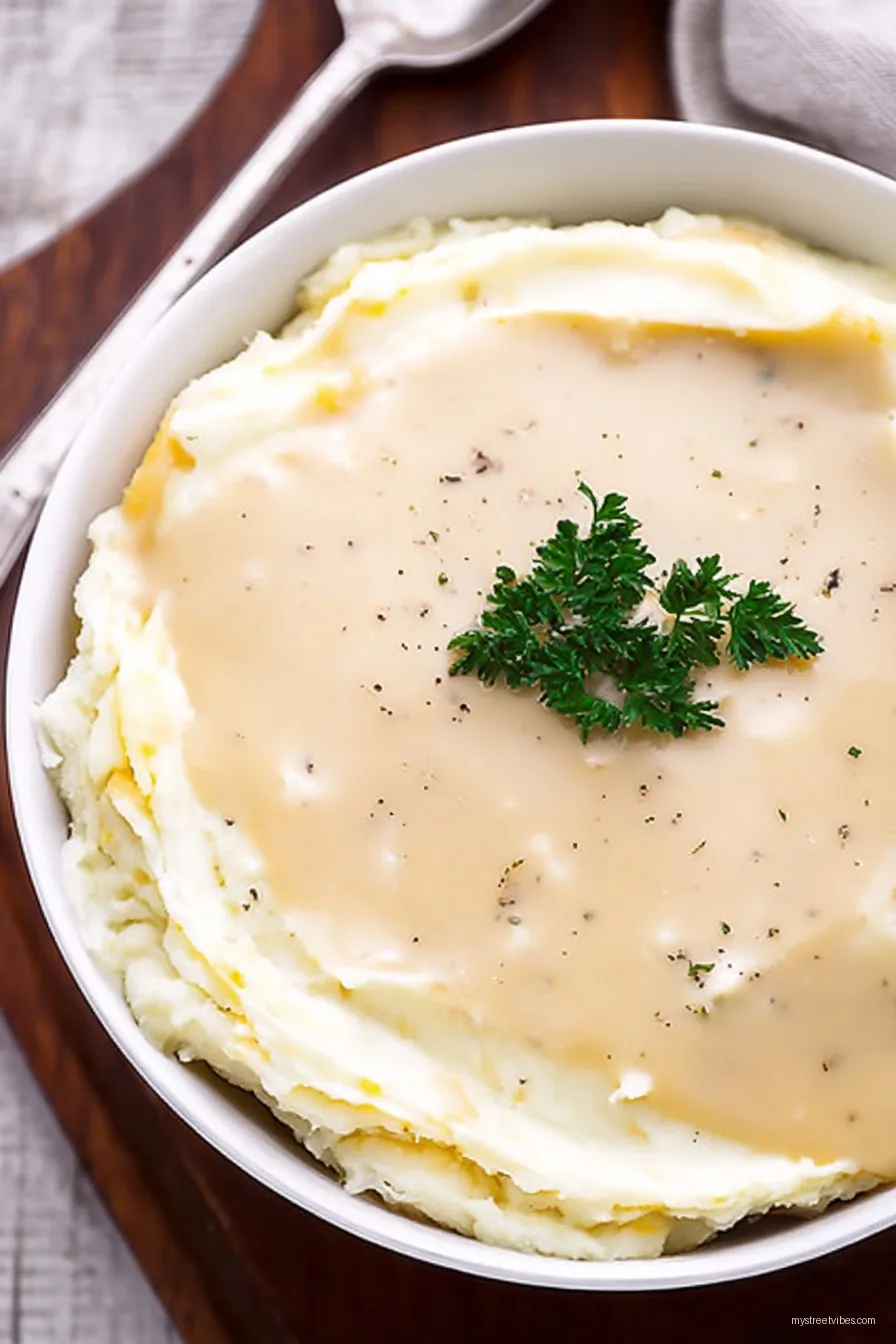 Garlic Parmesan Mashed Potatoes and Gravy