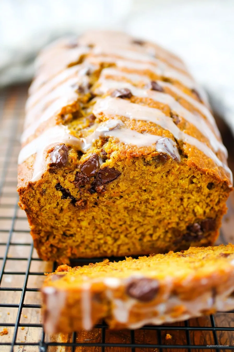 Glazed Chocolate Chip Pumpkin Bread