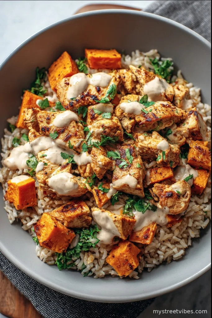 Healthy Chicken & Sweet Potato Rice Bowl