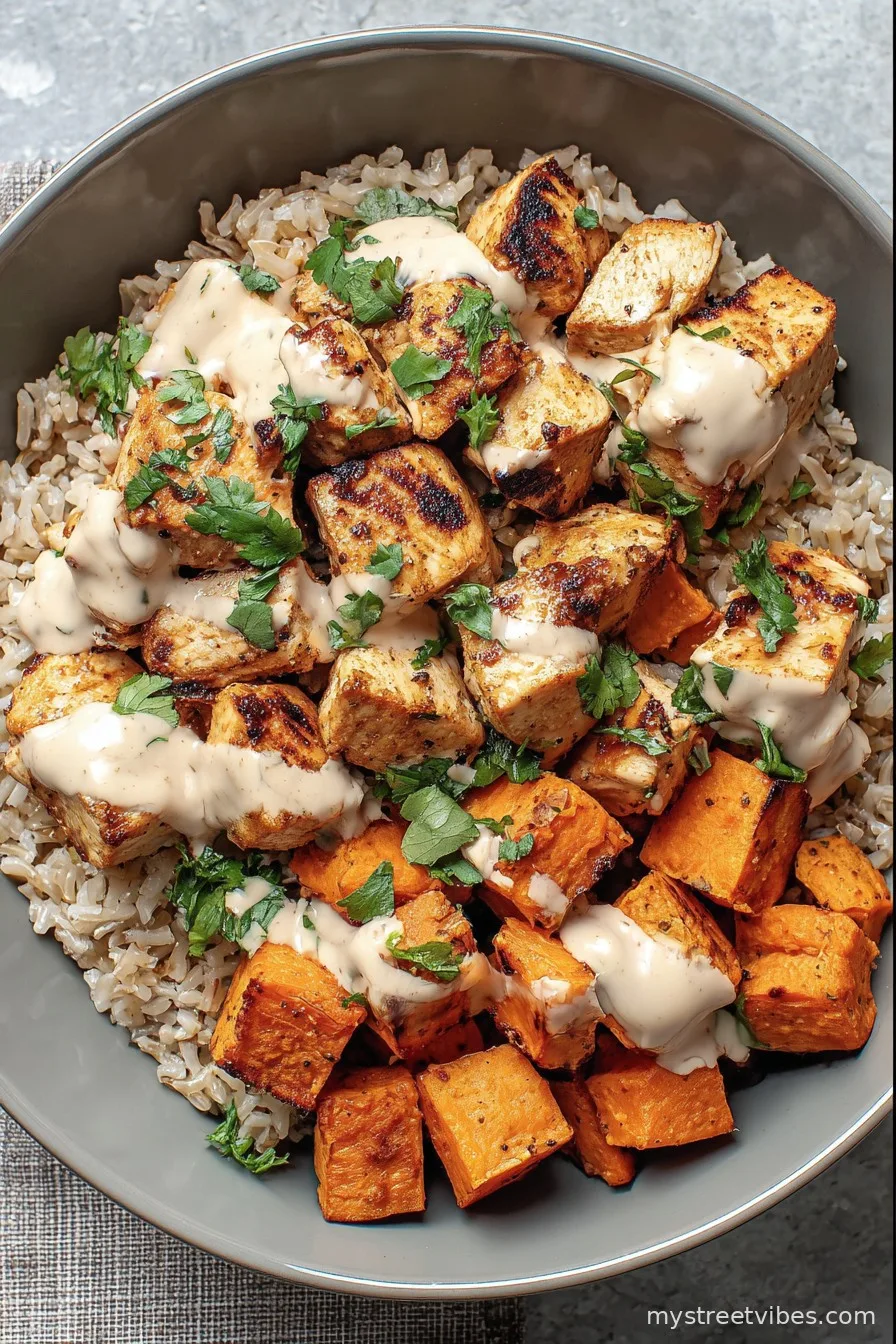 Healthy Chicken & Sweet Potato Rice Bowl