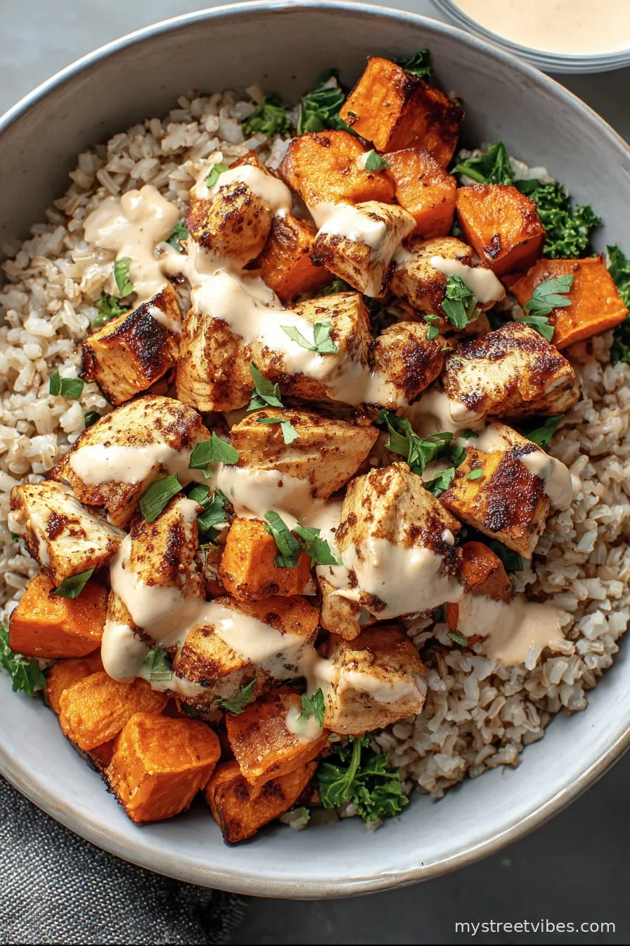 Healthy Chicken & Sweet Potato Rice Bowl