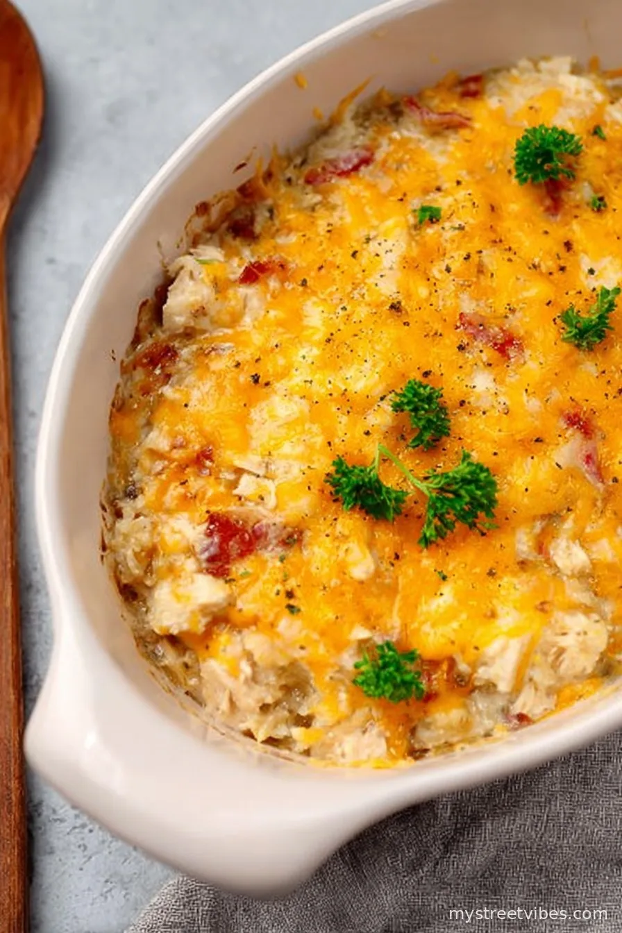 Loaded KETO Chicken Cauliflower Rice Casserole