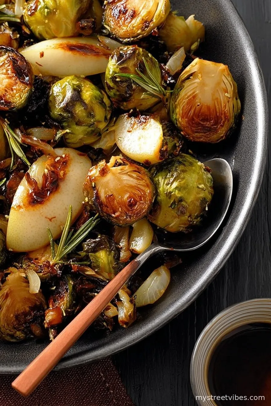 Roasted Brussels Sprouts with Pears
