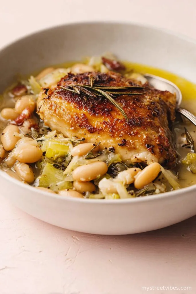 Rosemary Chicken and Beans in a Creamy Cider Broth