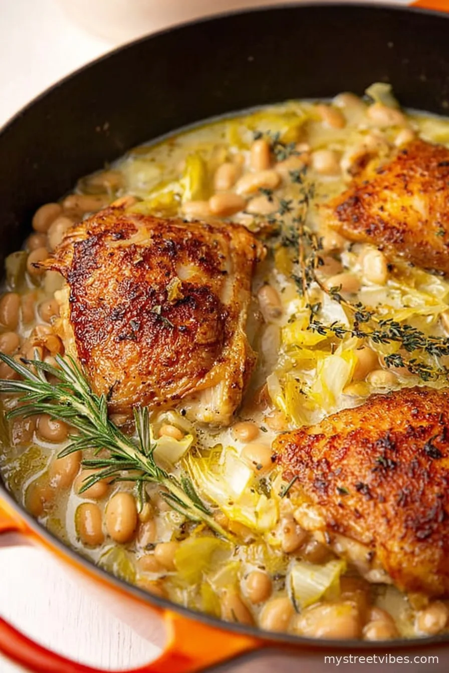 Rosemary Chicken and Beans in a Creamy Cider Broth