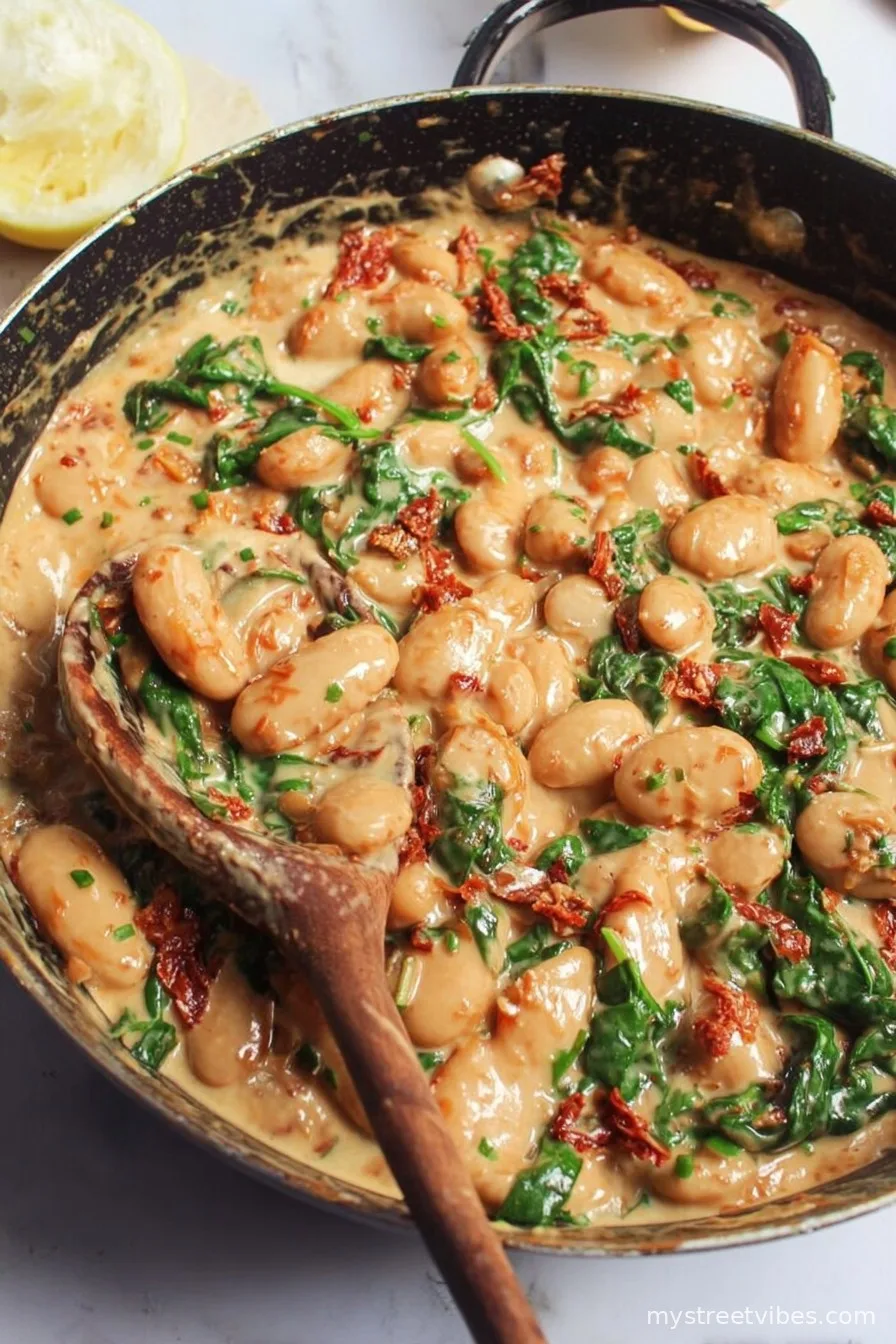 Creamy One Pot Sundried Tomato White Beans