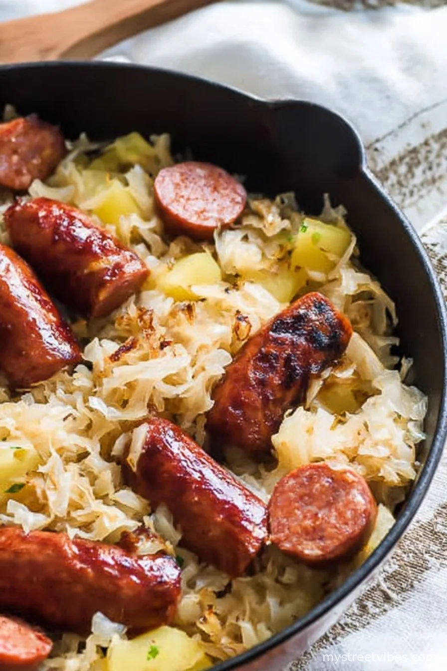 Kielbasa and Sauerkraut Skillet Dinner