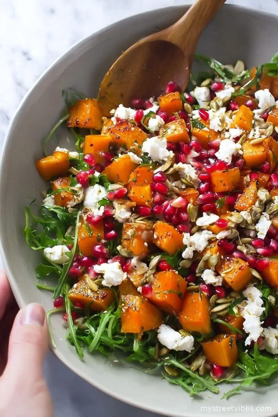 Roasted Butternut Squash Salad with Feta and Pomegranate