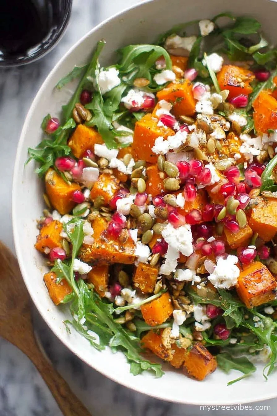 Roasted Butternut Squash Salad with Feta and Pomegranate