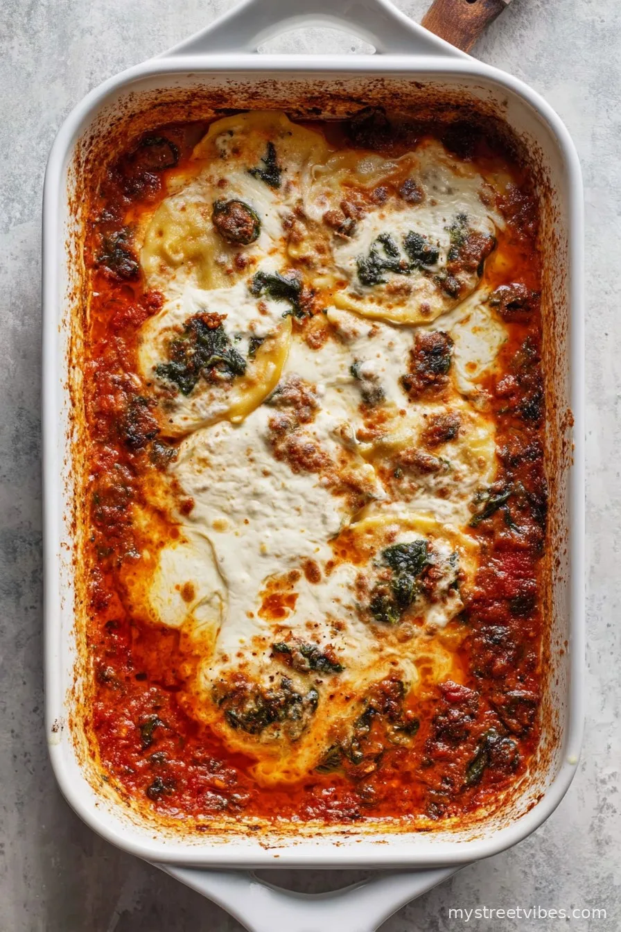 Burrata Baked Ravioli with Spinach