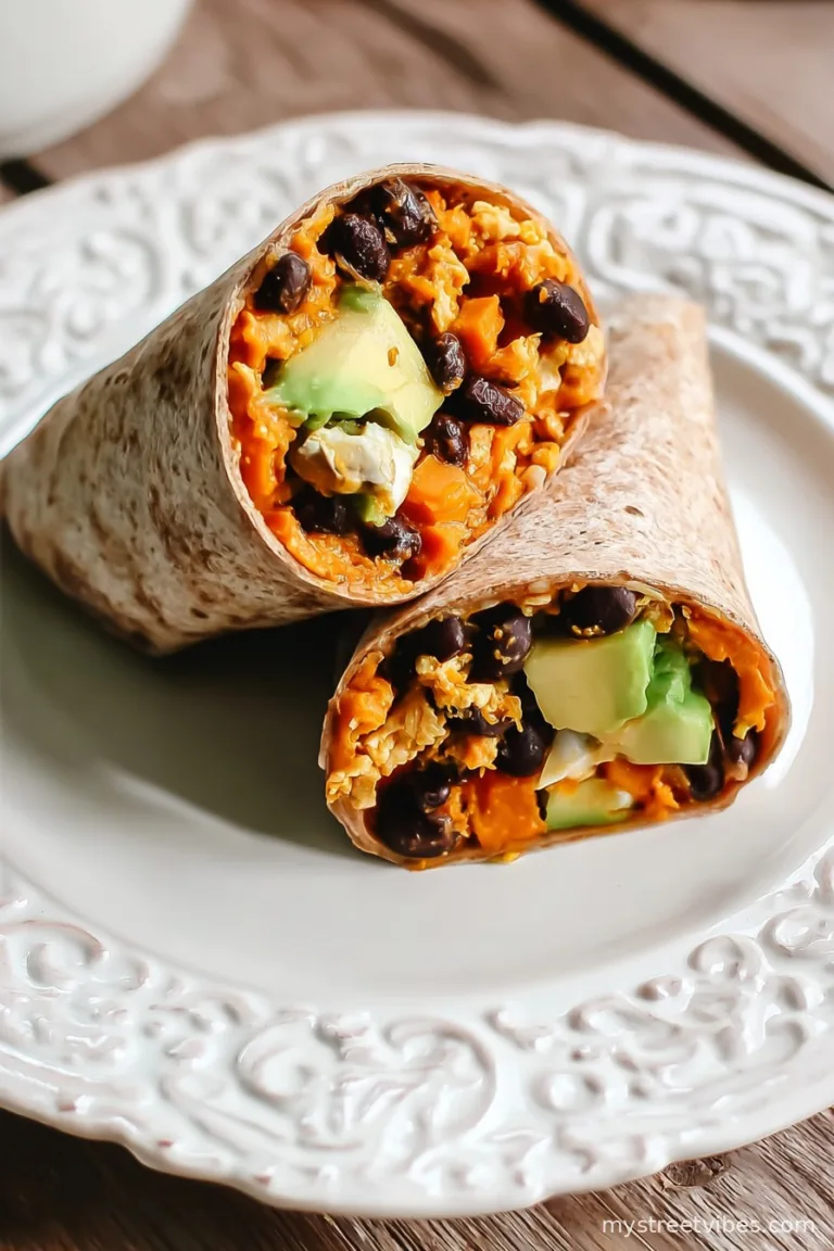 Healthy Sweet Potato, Black Bean & Avocado Breakfast Burritos