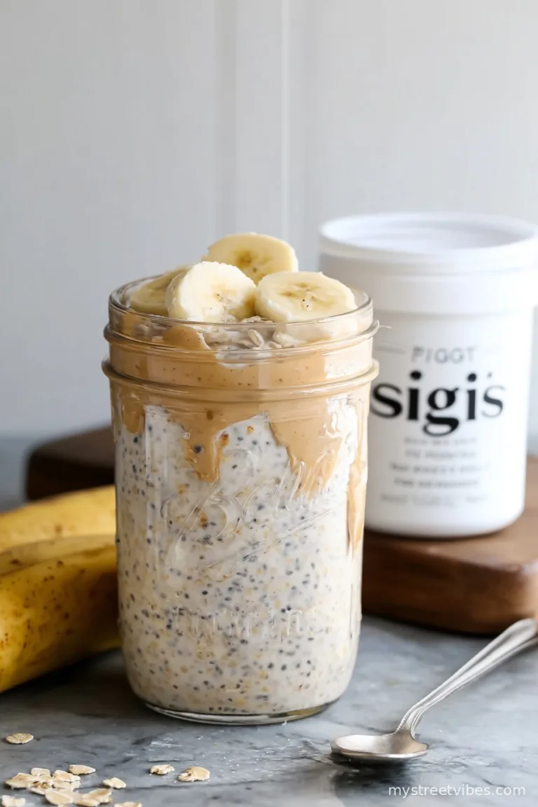 High Protein Peanut Butter Banana Overnight Oats