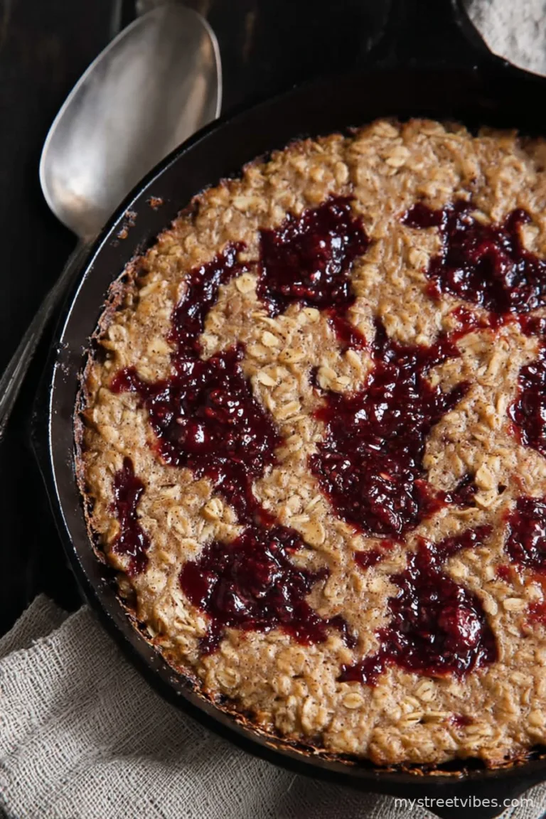 Peanut Butter and Jelly Oatmeal Bake