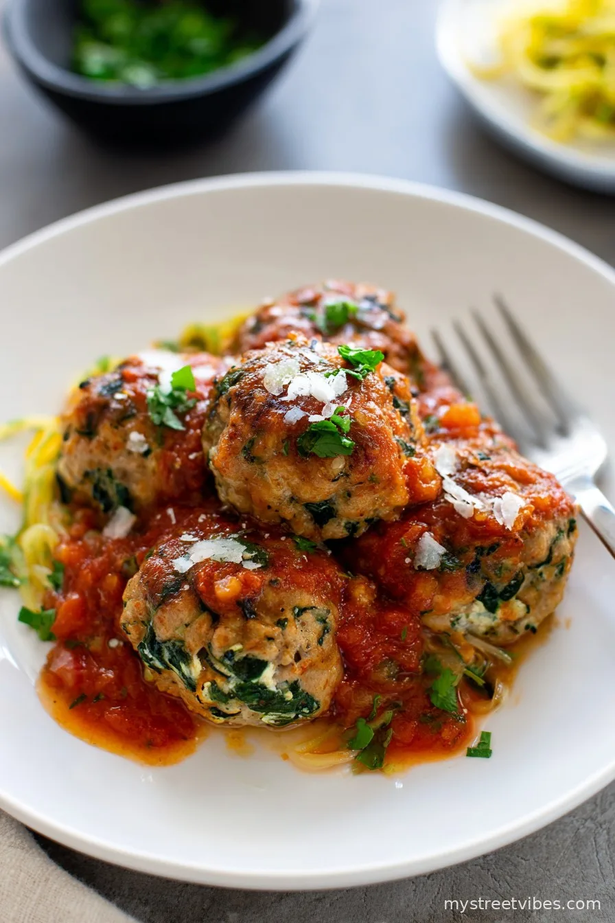 Spinach Feta Baked Turkey Meatballs