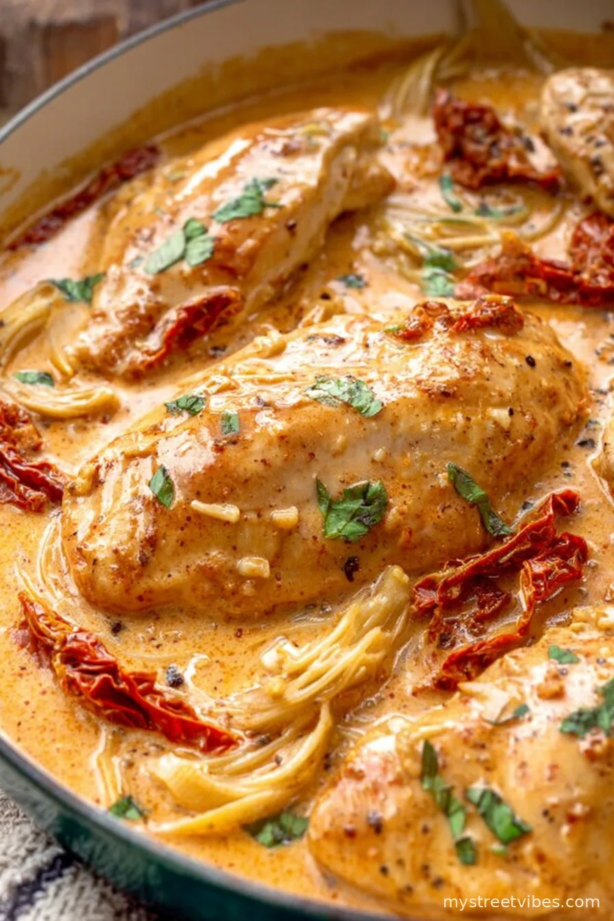 Chicken with Sun Dried Tomatoes Cream Sauce
