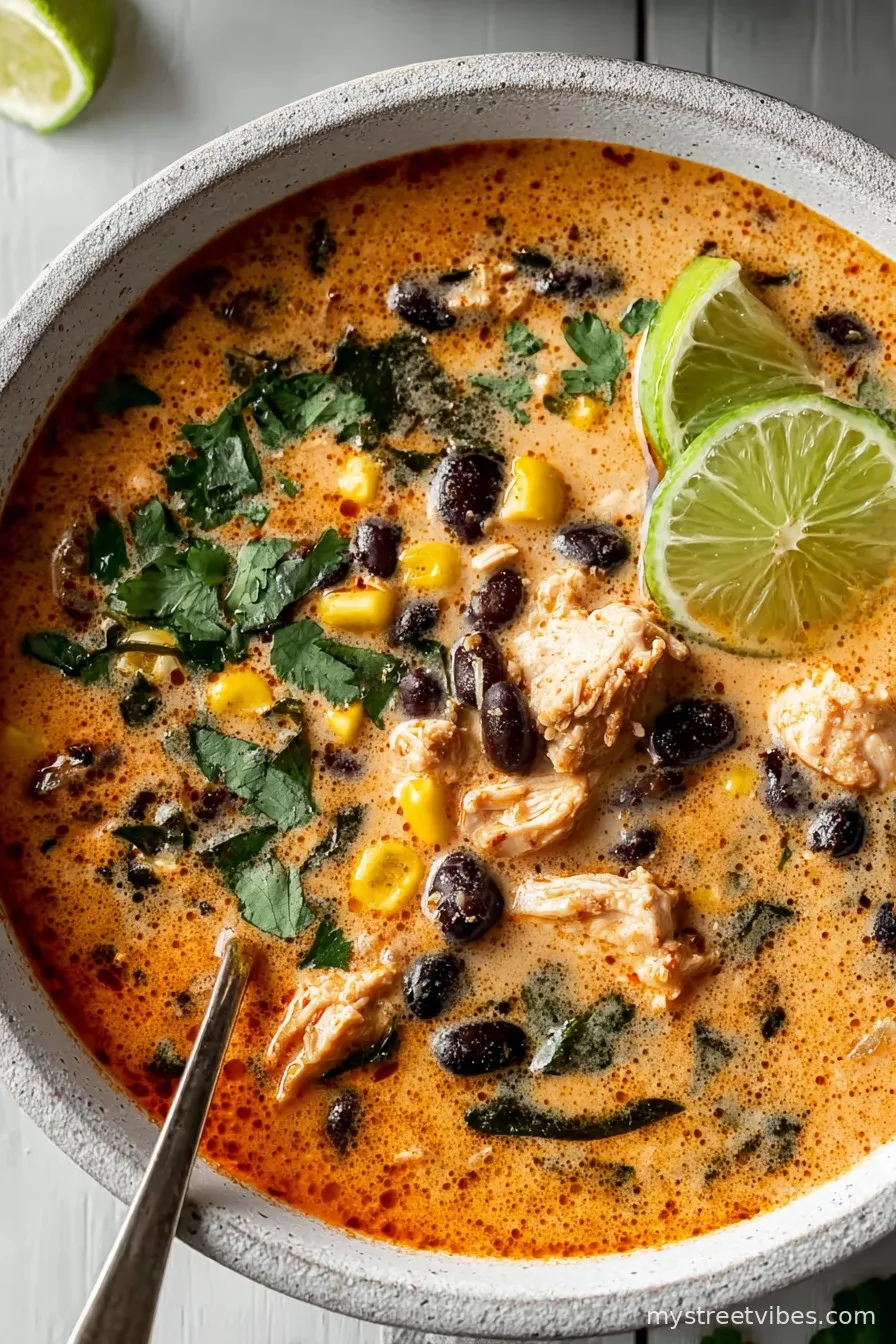Easy Chicken, Poblano, and Black Bean Soup