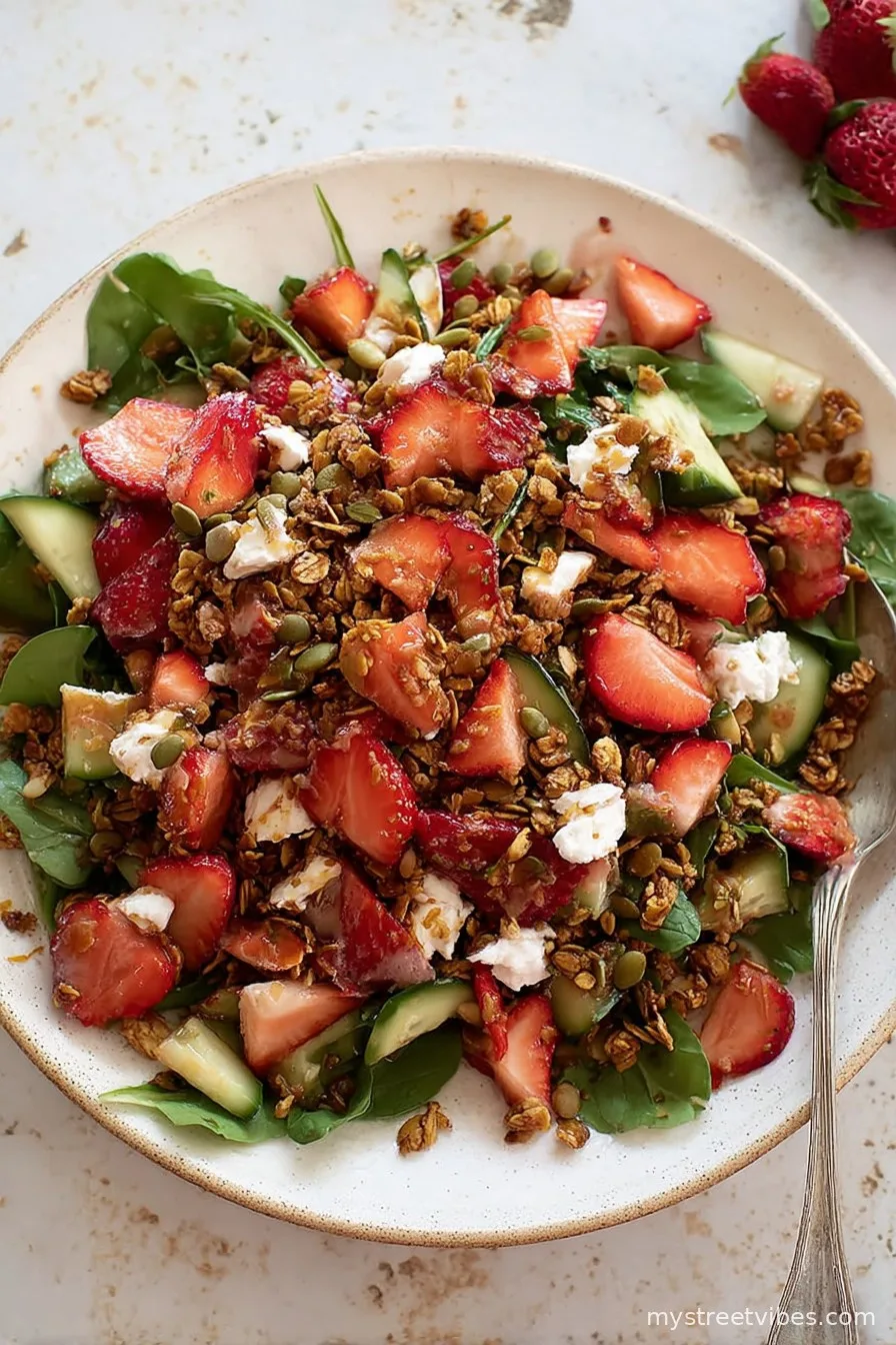 Strawberry Cucumber Salad with Savory Granola