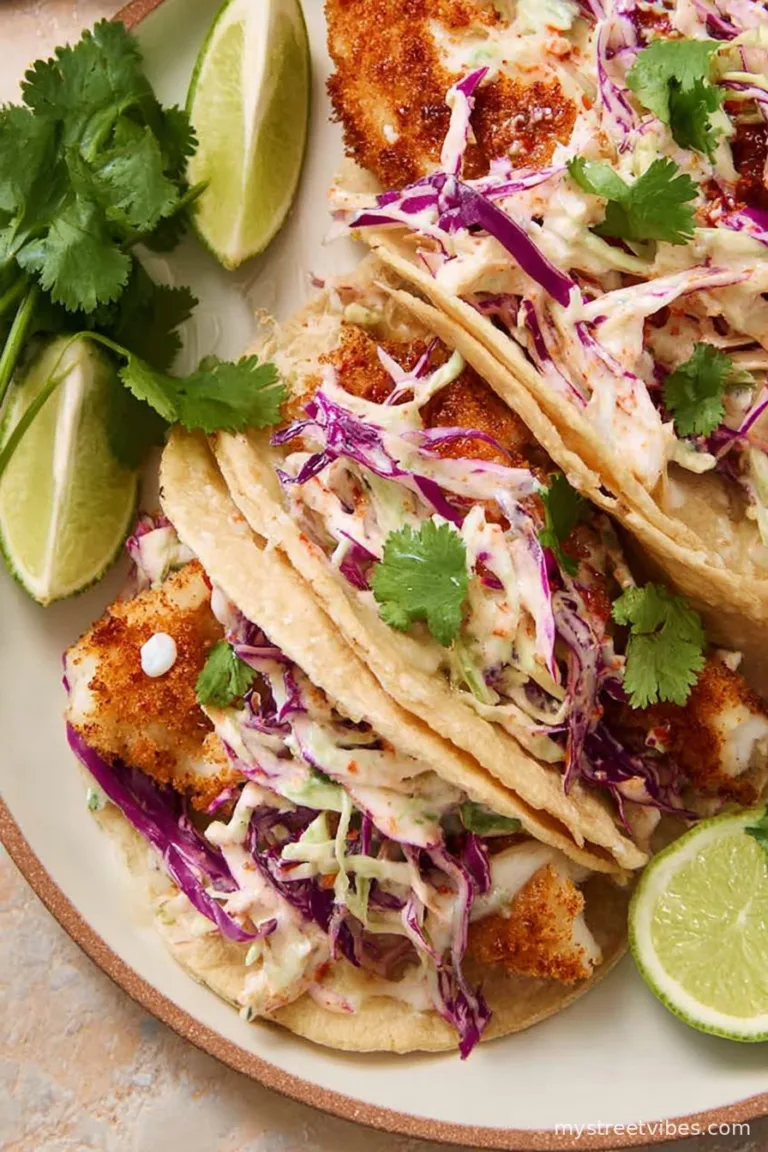 Air Fryer Fish Tacos with Cilantro Lime Slaw