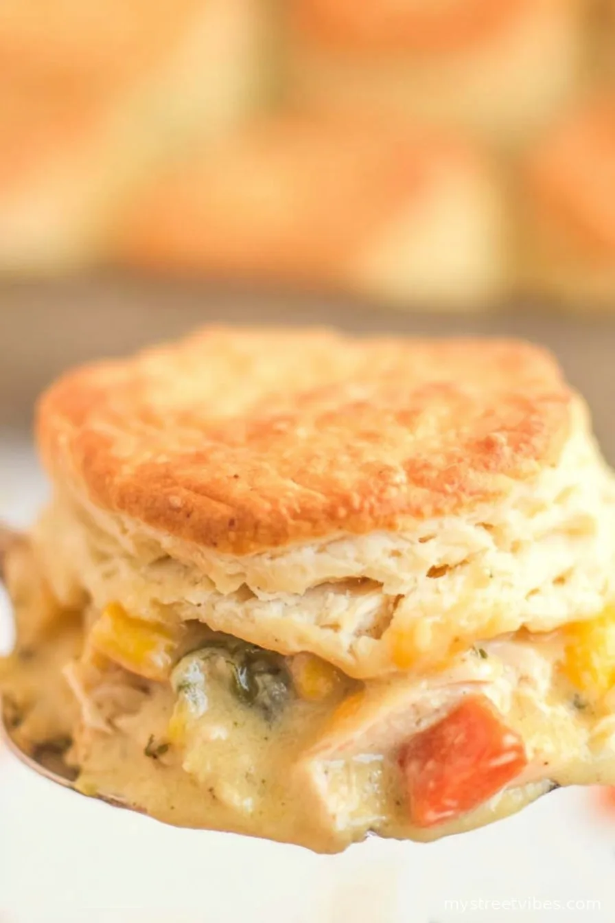 Easy Chicken Pot Pie Casserole with Biscuits