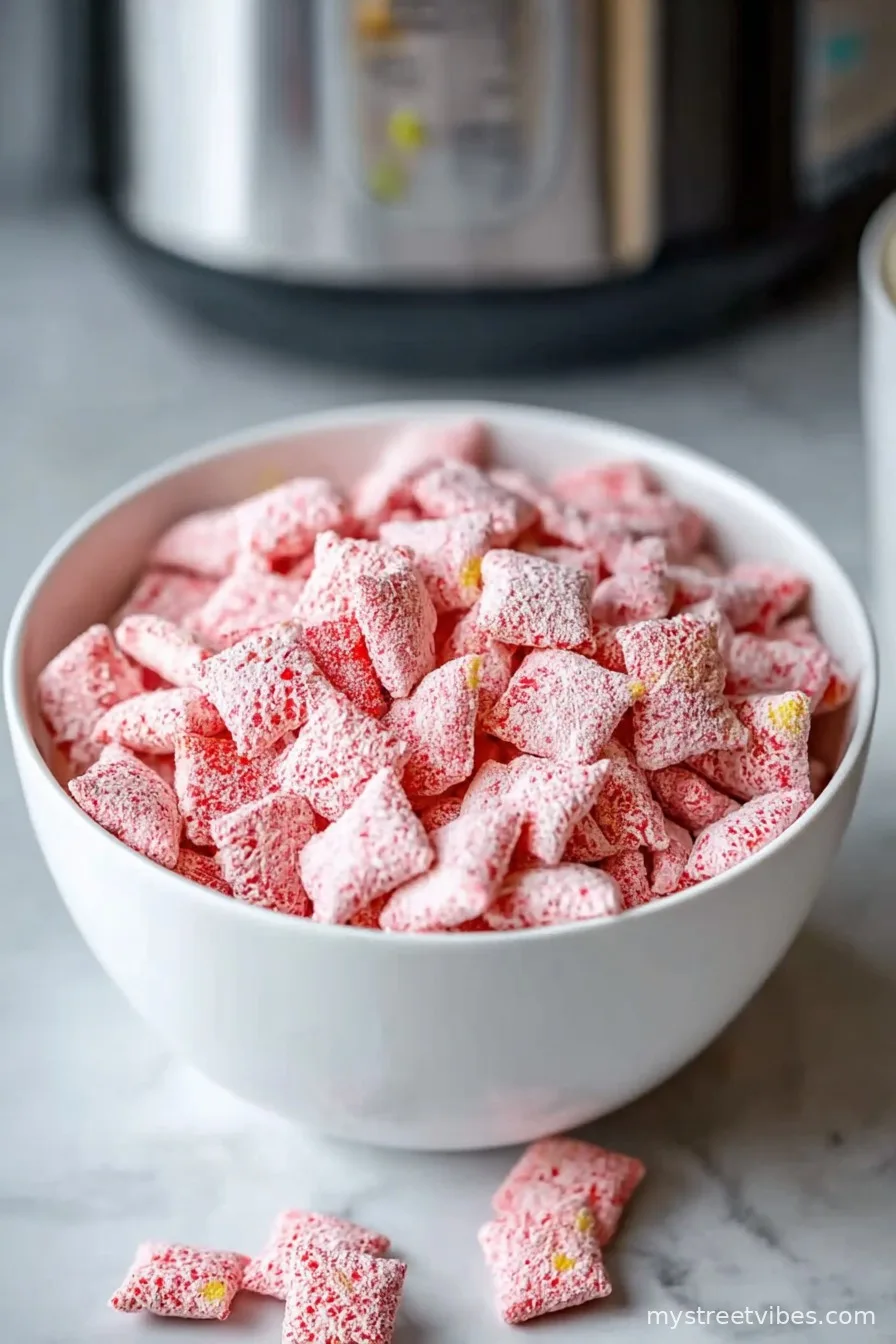 Easy Strawberry Shortcake Puppy Chow