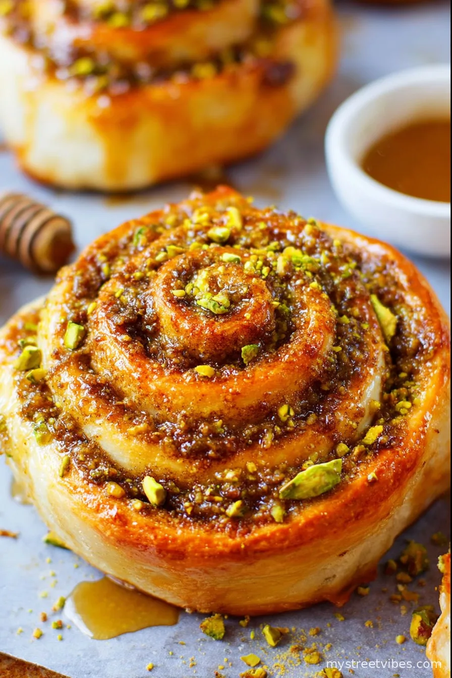 Pistachio Honey Cinnamon Rolls