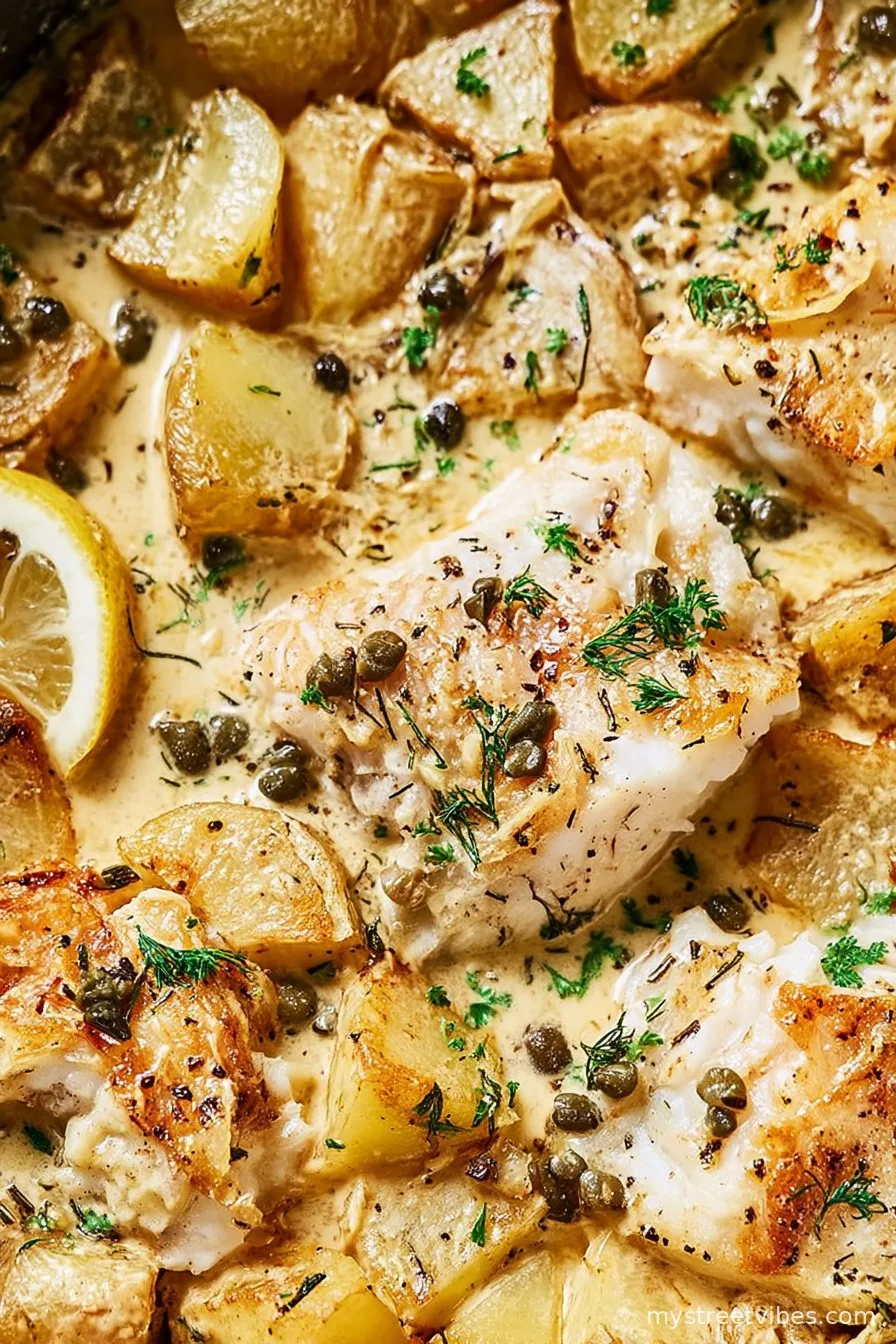 Cod & Potatoes in Rosemary Cream Sauce