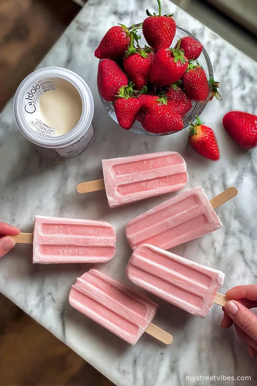 Strawberry Frozen Yogurt Ice Pops