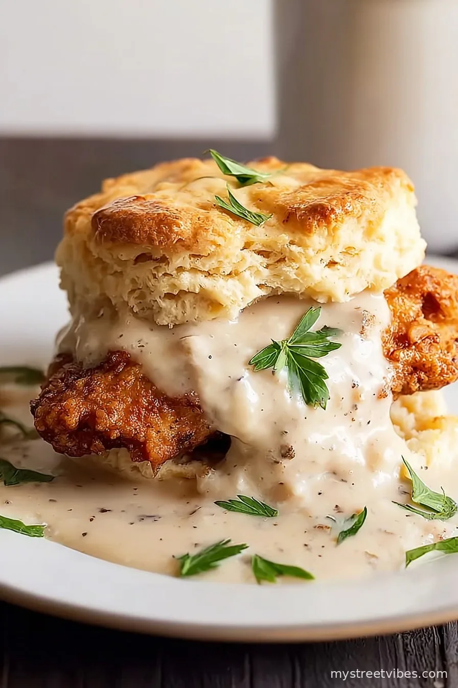 Tasty Chicken Biscuits and Gravy
